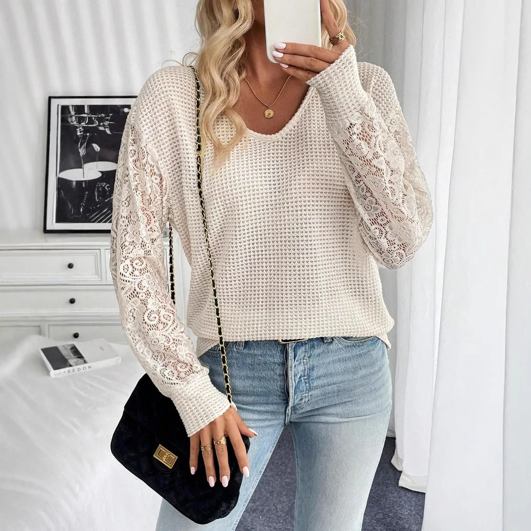 Pullover mit Spitzenstickerei für Frauen