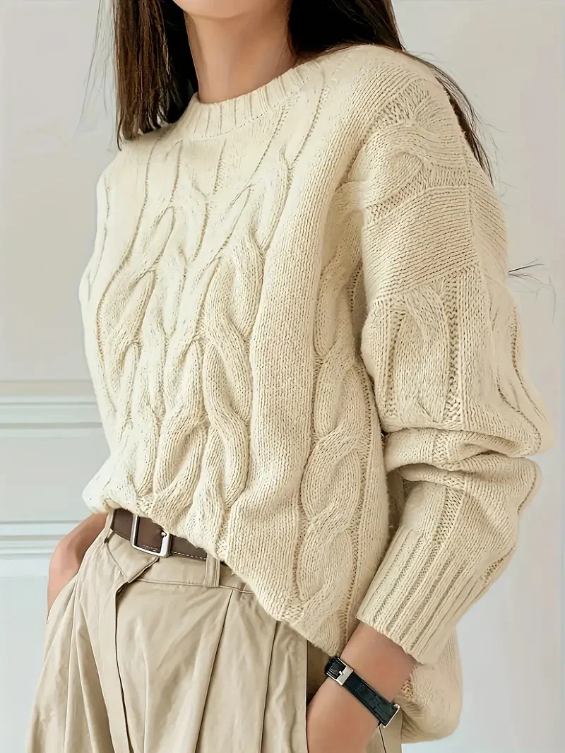 Rundhals-Strickpullover für Frauen