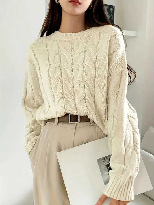 Rundhals-Strickpullover für Frauen