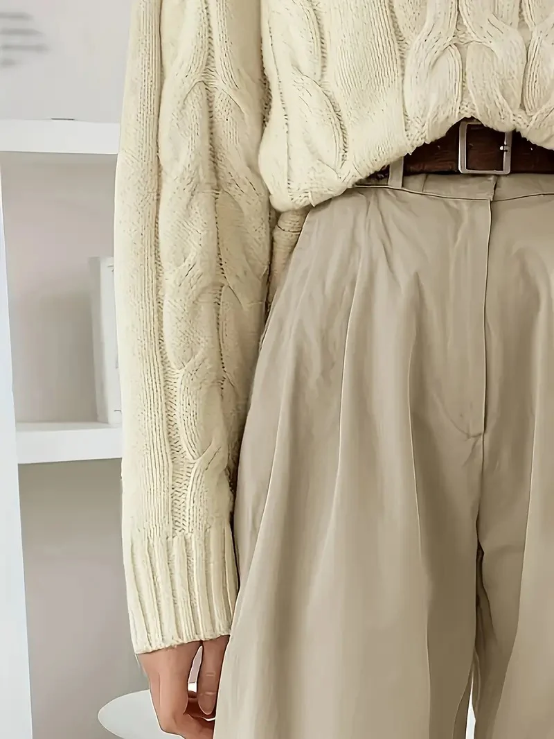 Rundhals-Strickpullover für Frauen