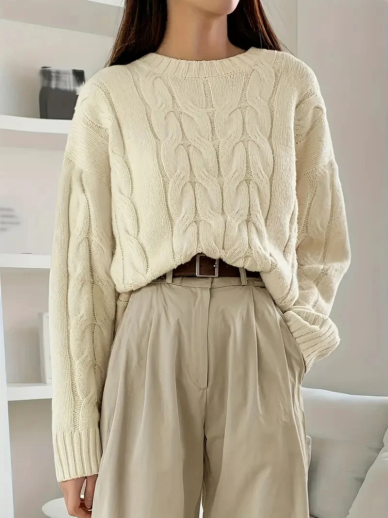 Rundhals-Strickpullover für Frauen